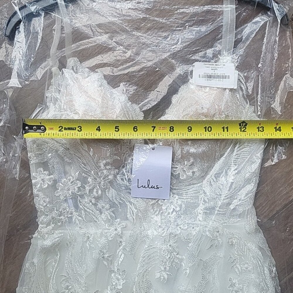 Lulu's Fantasize About Forever White Tulle Lace Beaded Wedding Dress NWT - Picture 7 of 9